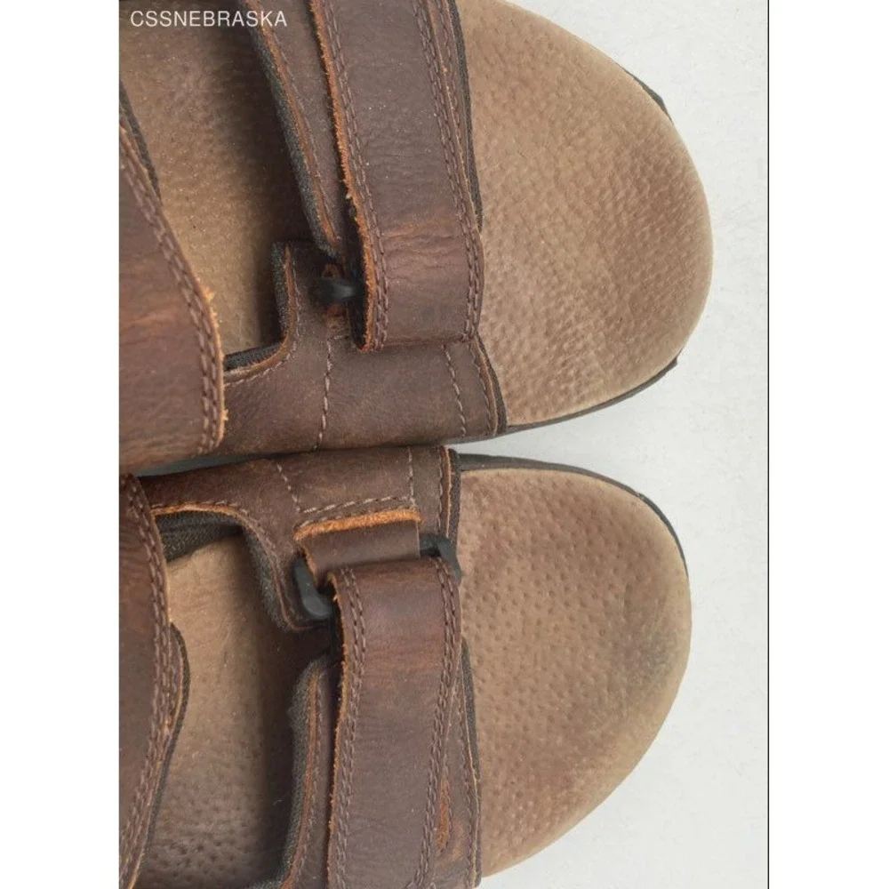 Dunham Brown Leather Strappy Sandals w/ Rubber Sole‎ - Size 10